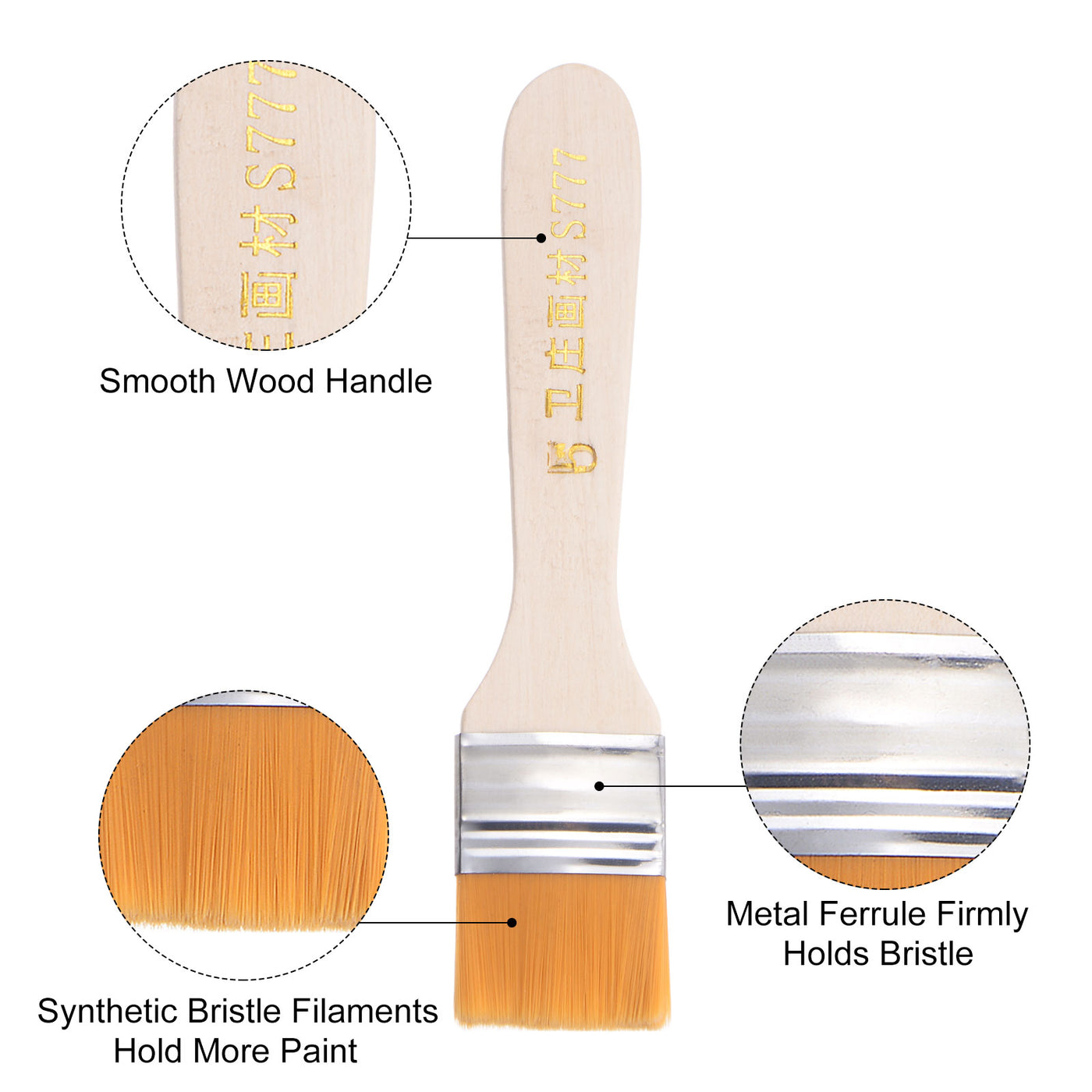 Harfington Width Small Paint Brush Natural Bristle with Wood Handle Tools