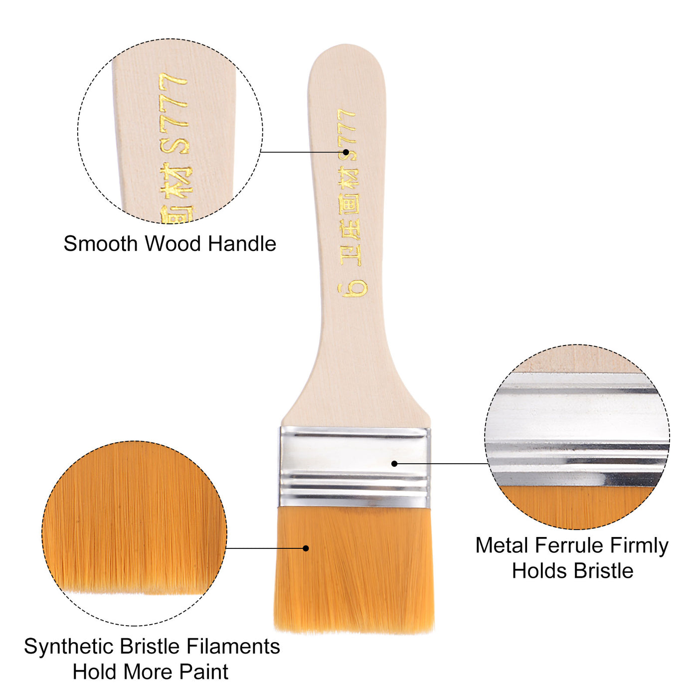 Harfington Width Small Paint Brush Natural Bristle with Wood Handle Tools