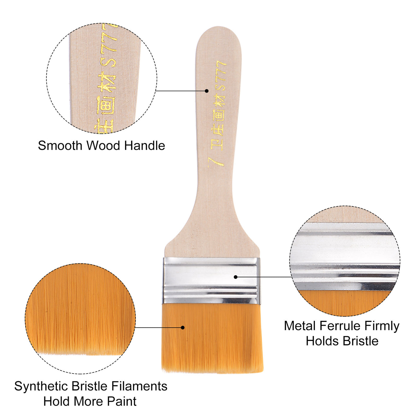 Harfington Width Small Paint Brush Natural Bristle with Wood Handle Tools