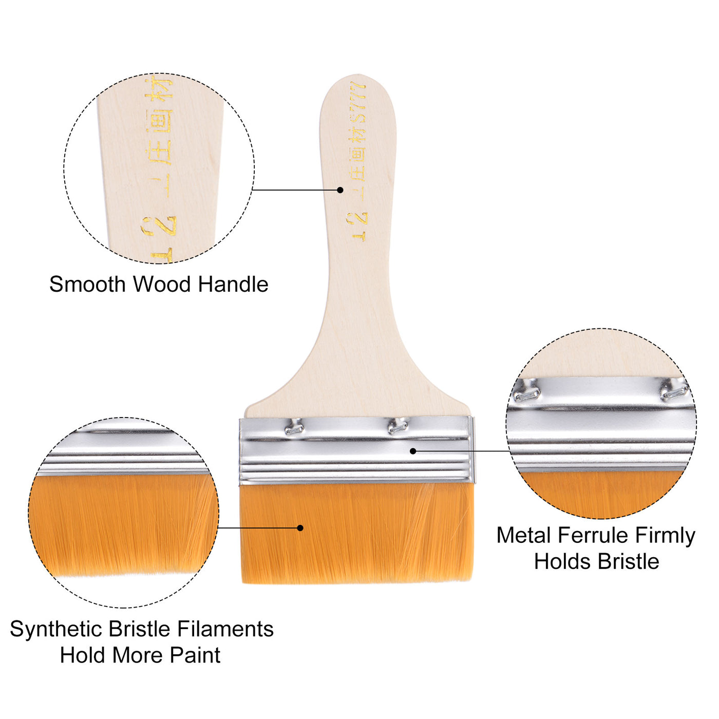 Harfington Width Small Paint Brush Natural Bristle with Wood Handle Tools