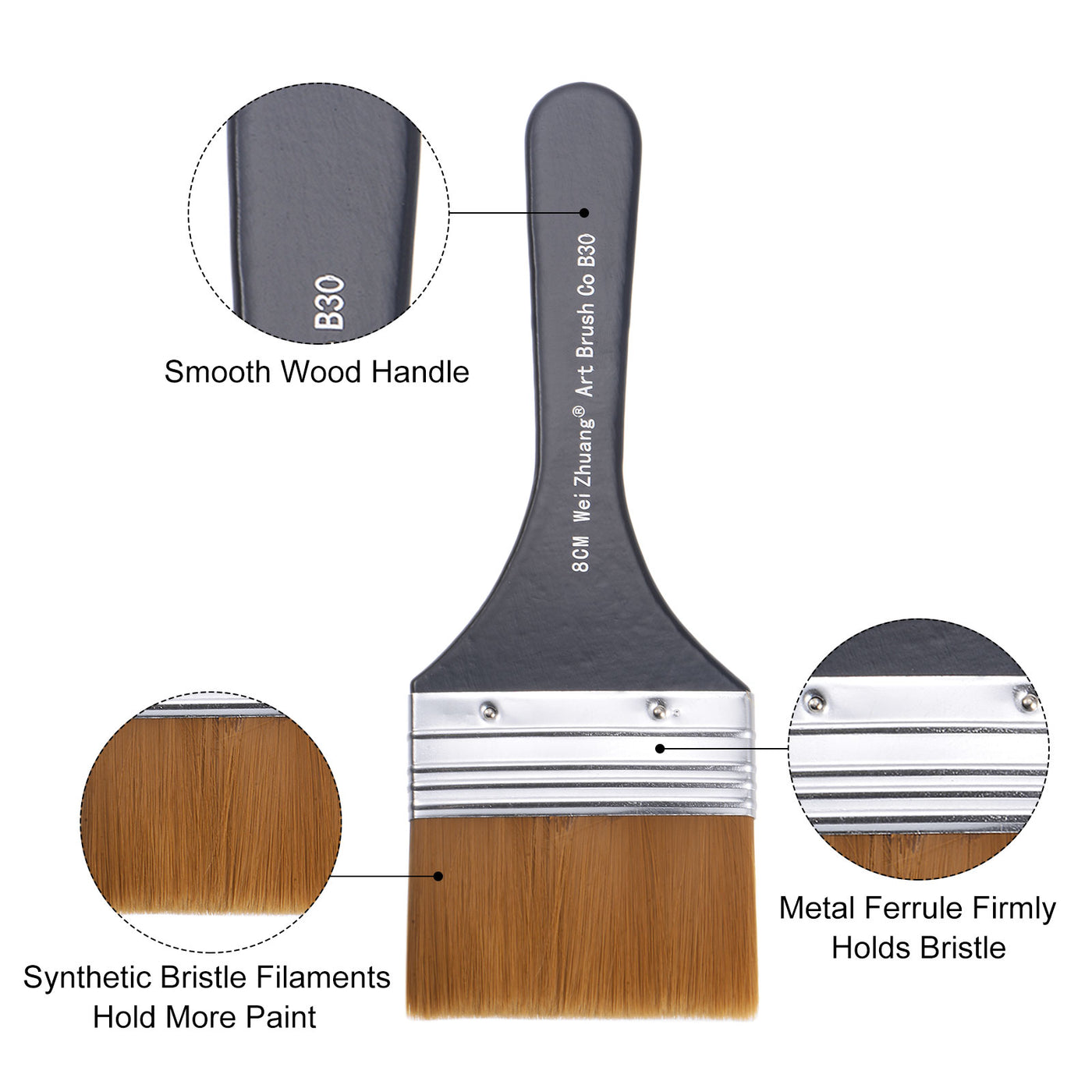 Harfington Width Small Paint Brush Natural Bristle with Wood Handle Painting Tools