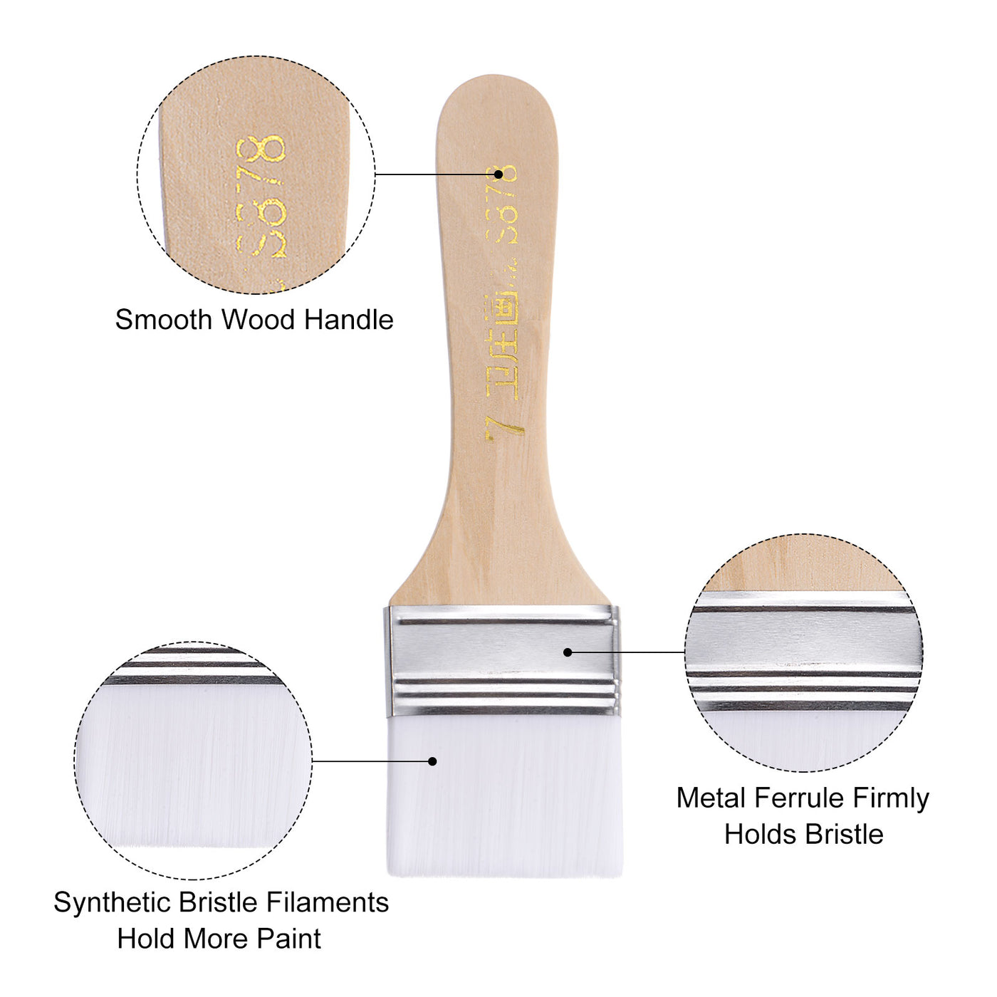 Harfington Width Small Paint Brushes Natural Bristle with Wood Handle Tools