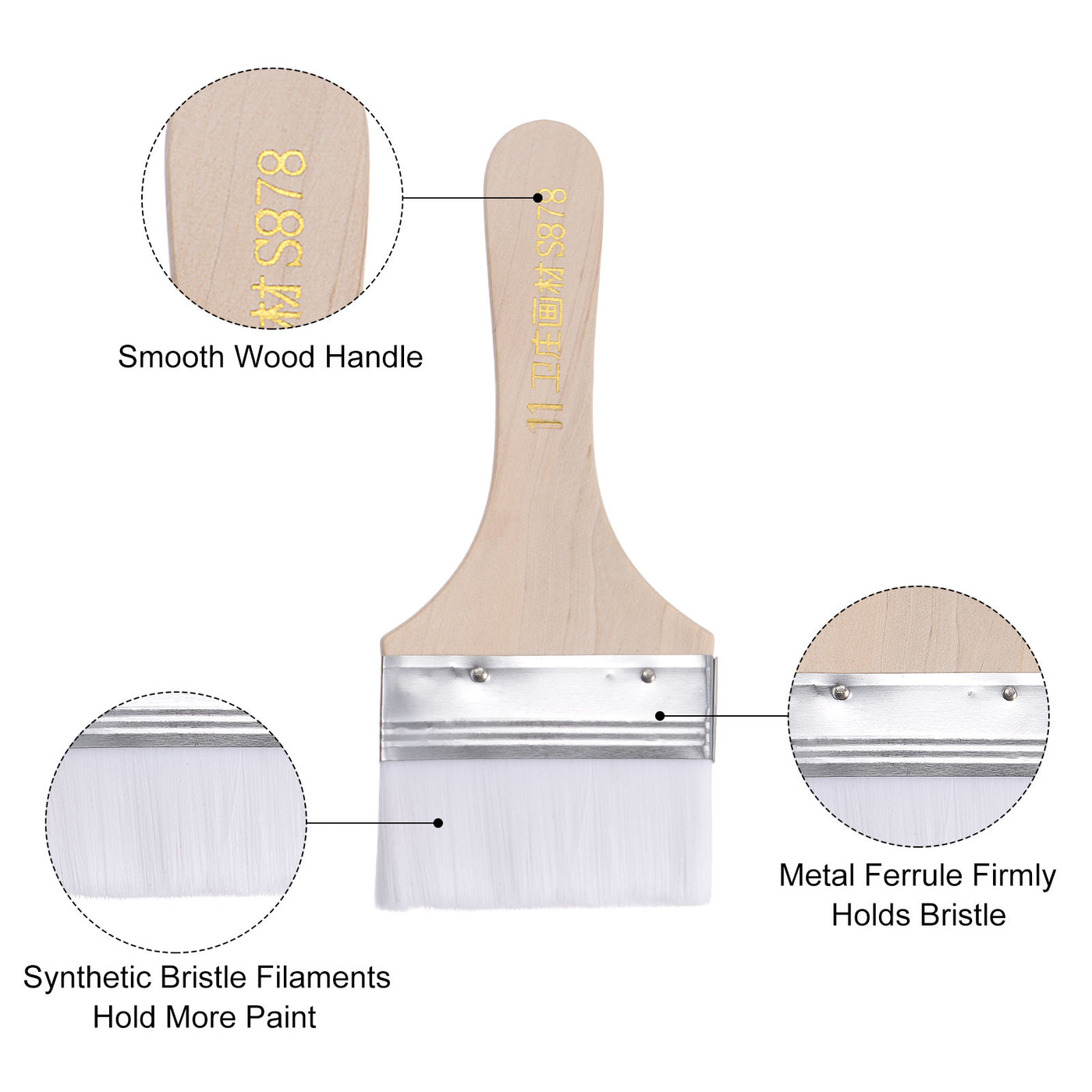 Harfington Width Small Paint Brushes Natural Bristle with Wood Handle Tools