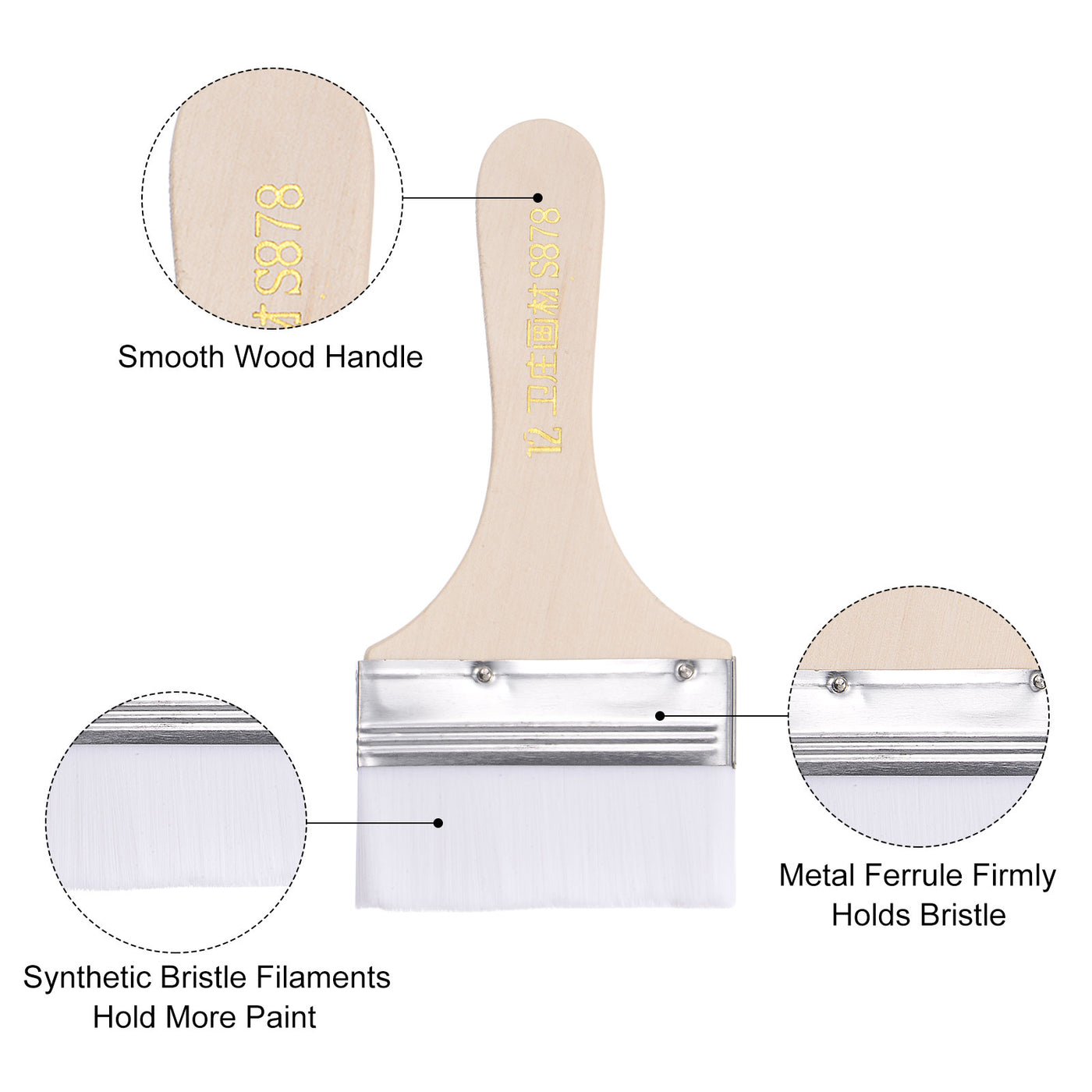 Harfington Width Small Paint Brushes Natural Bristle with Wood Handle Tools