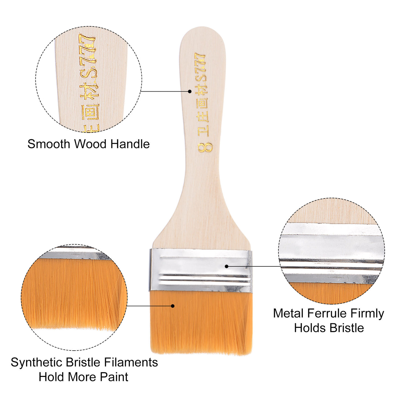 Harfington Width Small Paint Brushes Natural Bristle with Wood Handle Tools