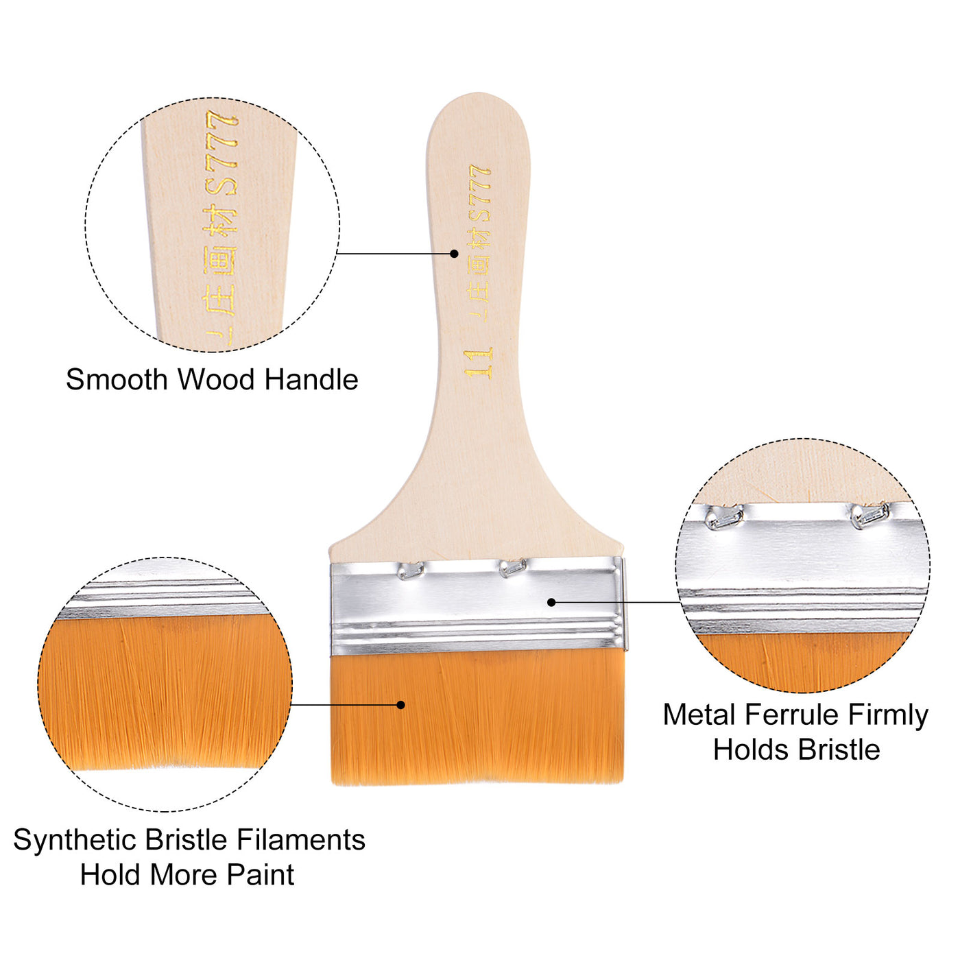 Harfington Width Small Paint Brushes Natural Bristle with Wood Handle Tools