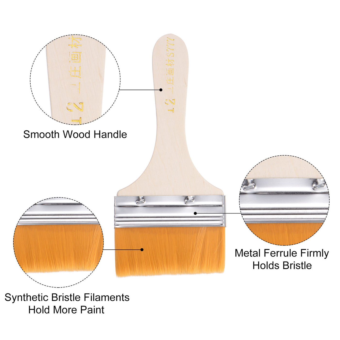 Harfington Width Small Paint Brushes Natural Bristle with Wood Handle Tools