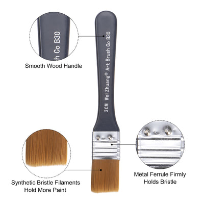 Harfington Width Small Paint Brush Natural Bristle with Wood Handle Paint Tools