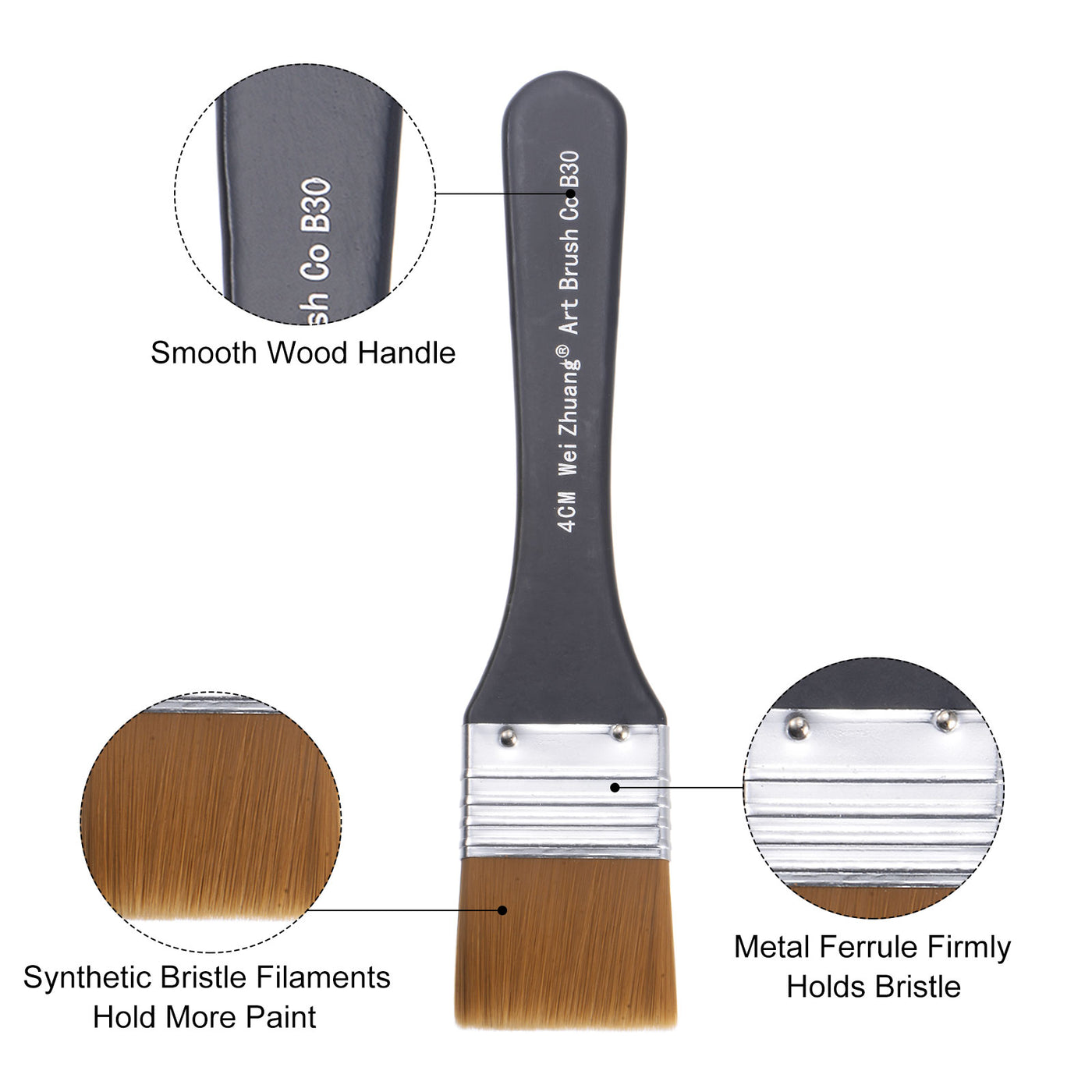 Harfington Width Small Paint Brush Natural Bristle with Wood Handle Paint Tools