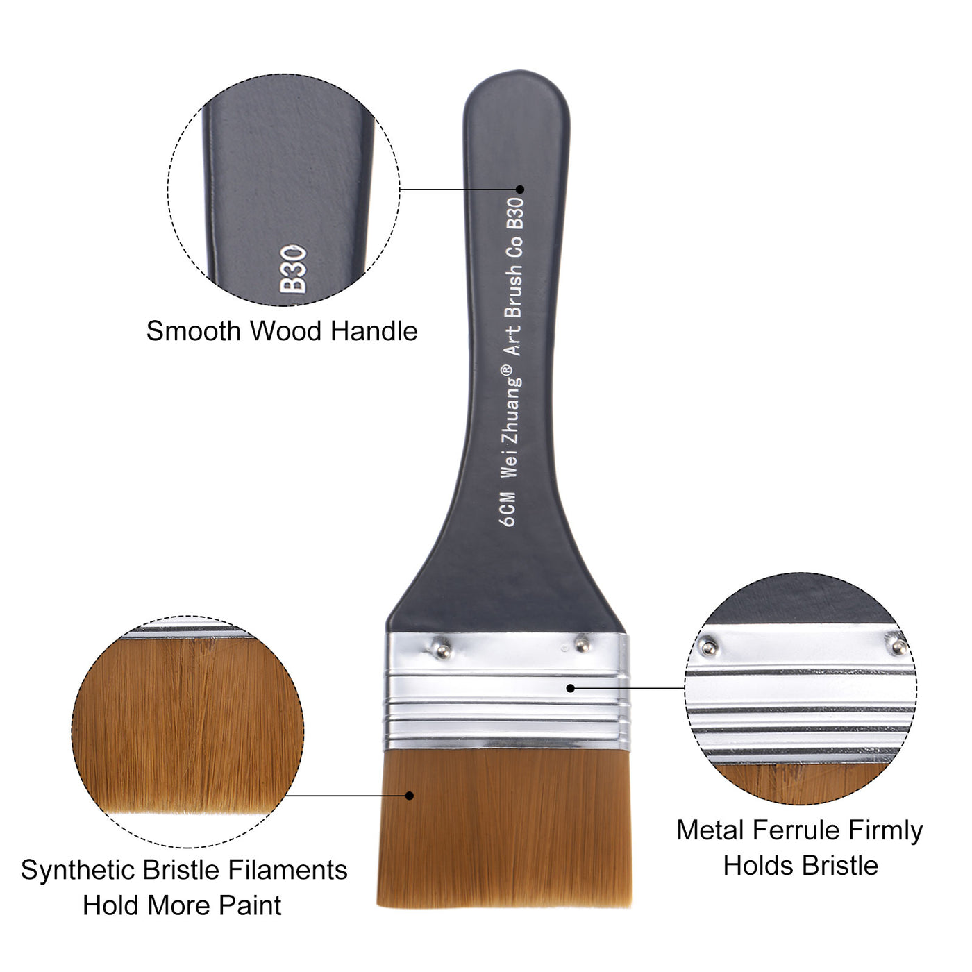 Harfington Width Small Paint Brush Natural Bristle with Wood Handle Paint Tools