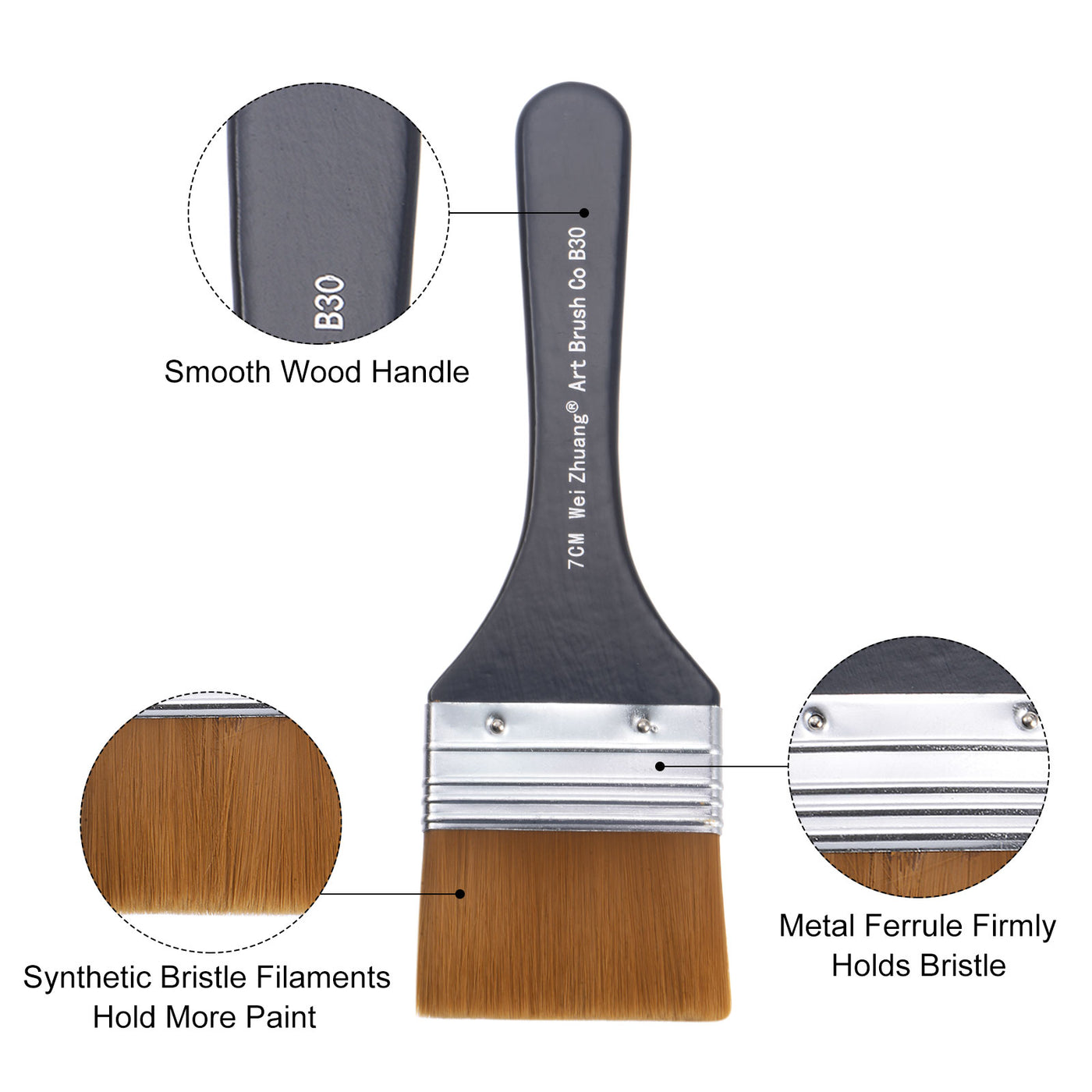 Harfington Width Small Paint Brush Natural Bristle with Wood Handle Paint Tools