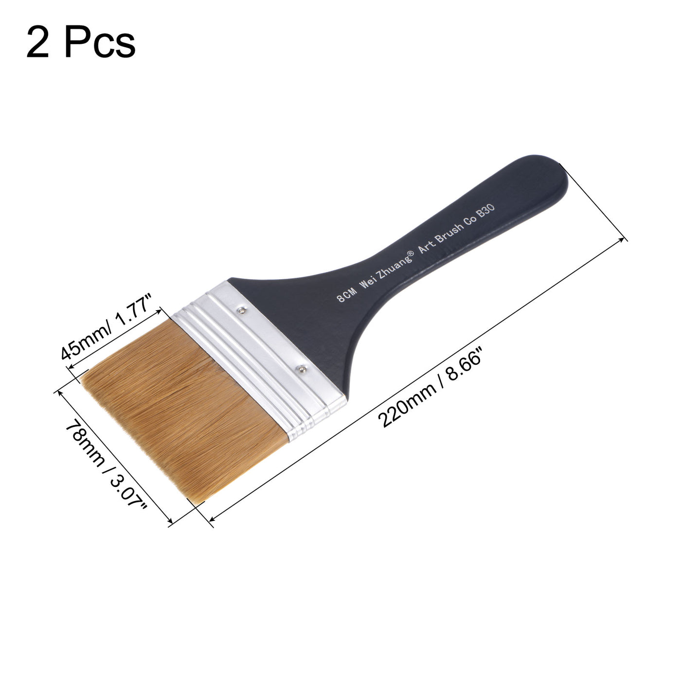 Harfington Width Small Paint Brush Natural Bristle with Wood Handle Paint Tools