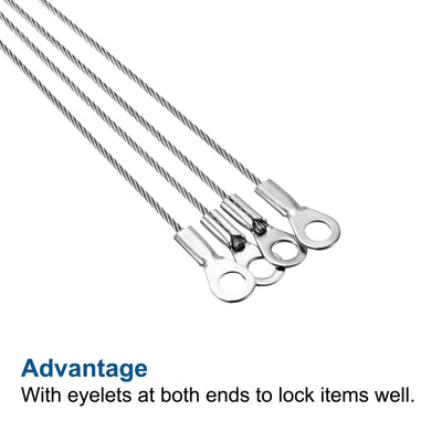 Harfington Stainless Steel Lanyards Cable Eyelets Ended Security Wire Ropes
