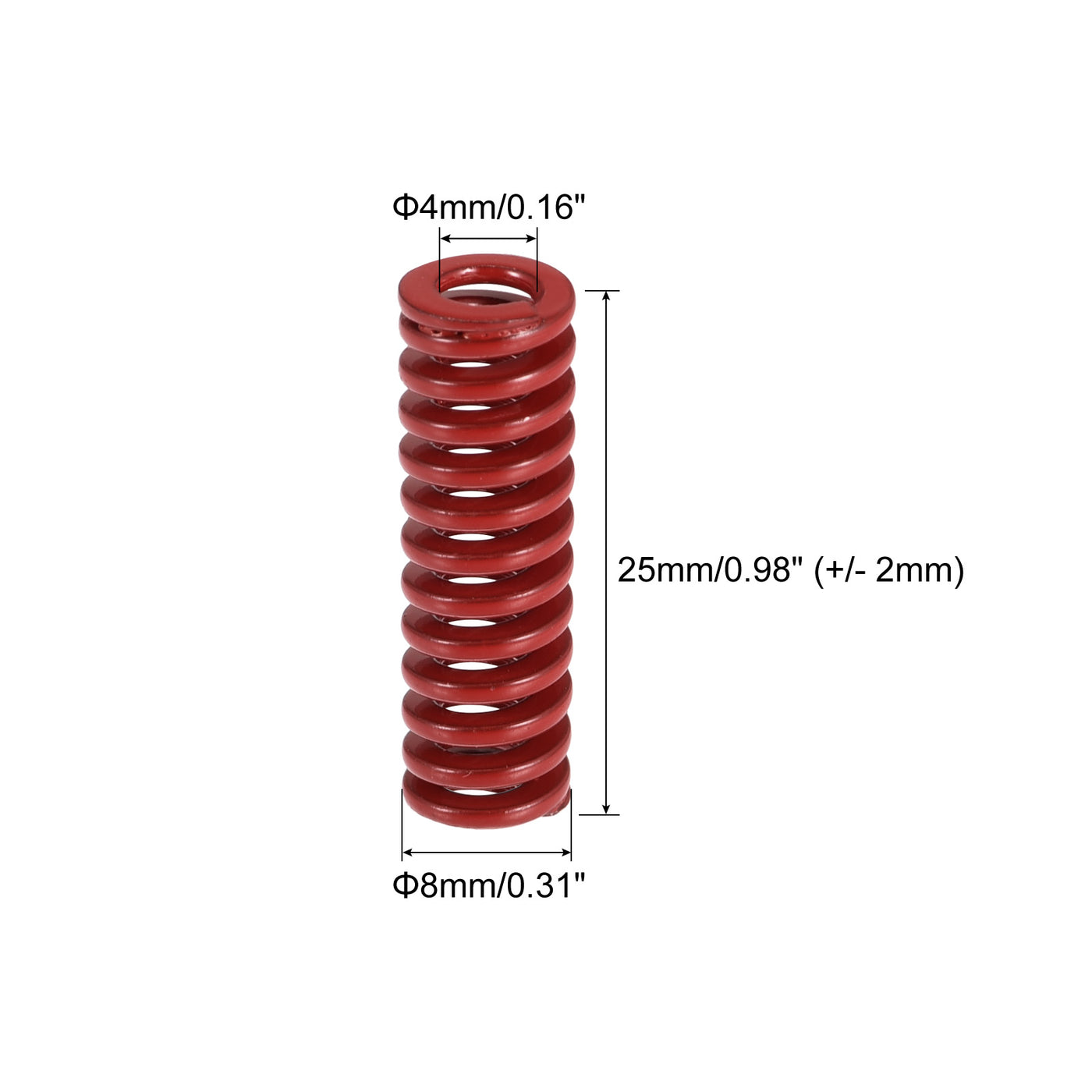 uxcell Uxcell Die Spring, 10pcs 8mm OD 25mm Long Stamping Medium Load Compression, Red