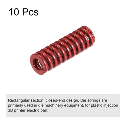 Harfington Uxcell Die Spring, 10pcs 8mm OD 25mm Long Stamping Medium Load Compression, Red