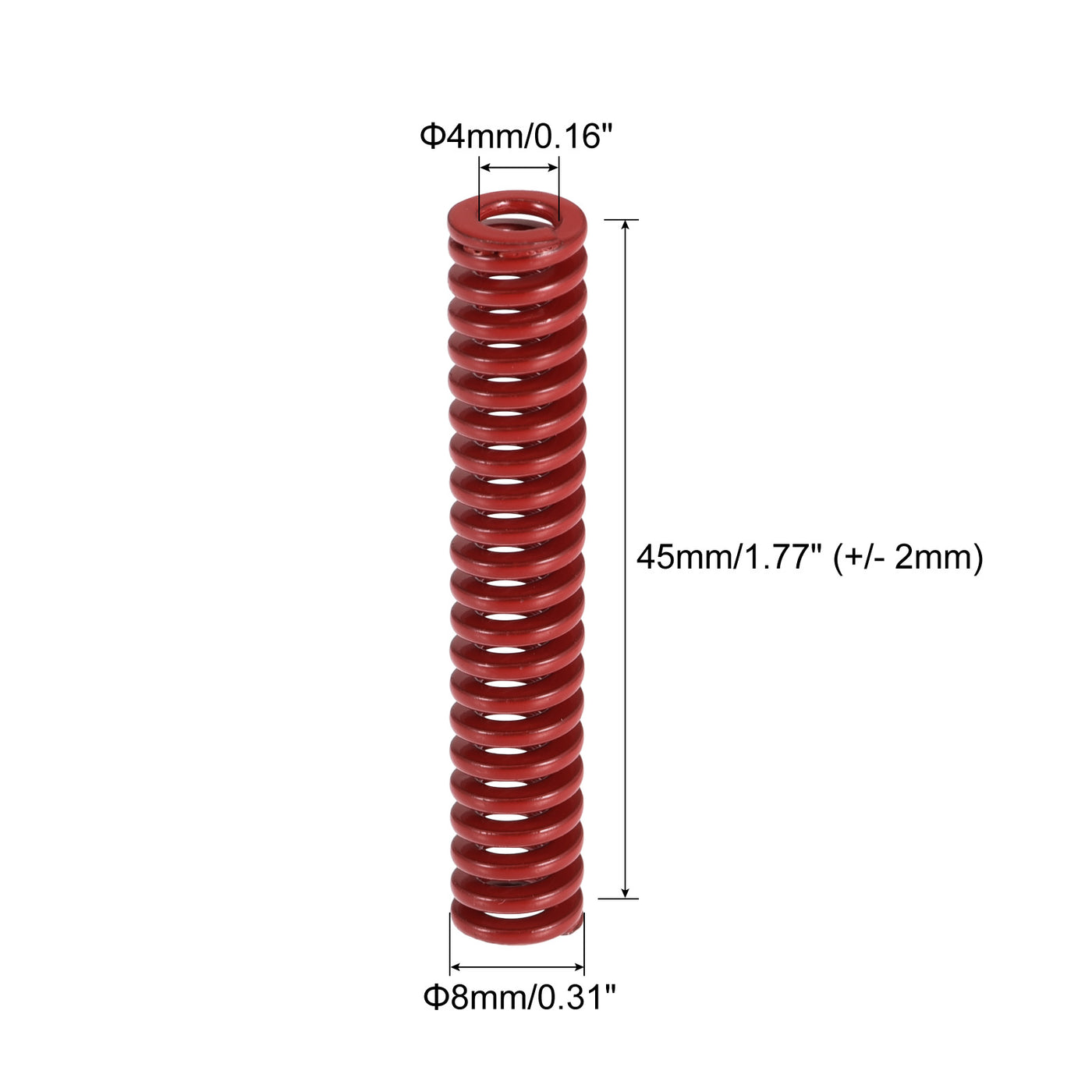 uxcell Uxcell Die Spring, 5pcs 8mm OD 45mm Long Stamping Medium Load Compression, Red