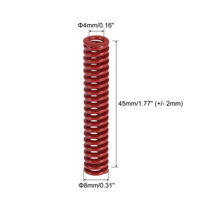 Harfington Uxcell Die Spring, 5pcs 8mm OD 45mm Long Stamping Medium Load Compression, Red