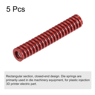 Harfington Uxcell Die Spring, 5pcs 8mm OD 45mm Long Stamping Medium Load Compression, Red