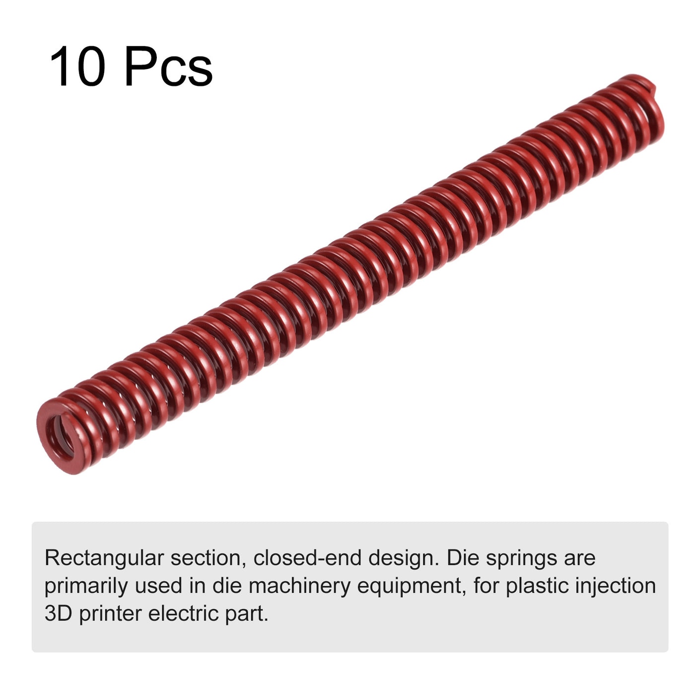 uxcell Uxcell Die Spring, 10pcs 8mm OD 80mm Long Stamping Medium Load Compression, Red