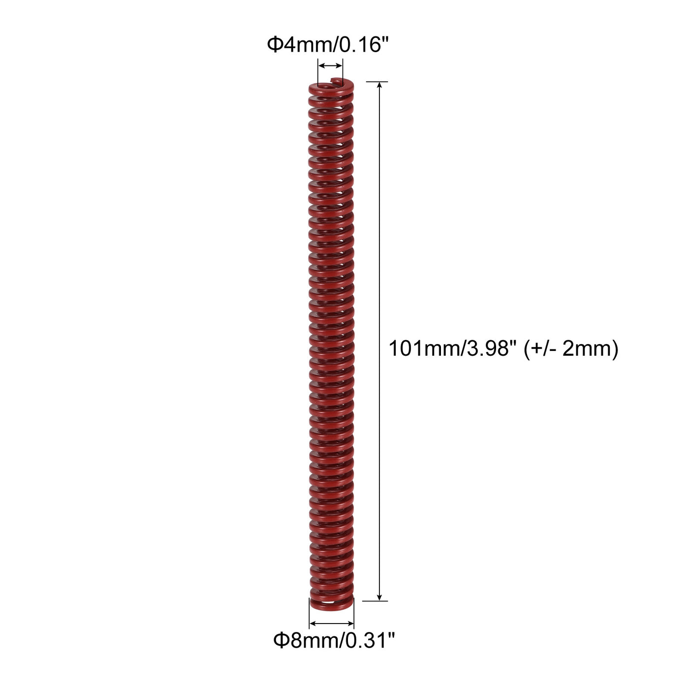uxcell Uxcell Die Spring, 10pcs 8mm OD 100mm Long Stamping Medium Load Compression, Red