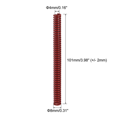 Harfington Uxcell Die Spring, 10pcs 8mm OD 100mm Long Stamping Medium Load Compression, Red