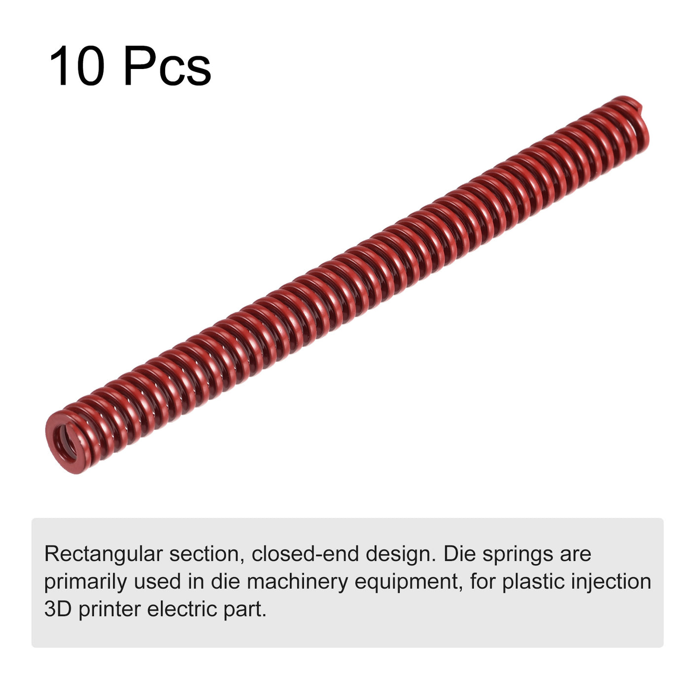uxcell Uxcell Die Spring, 10pcs 8mm OD 100mm Long Stamping Medium Load Compression, Red
