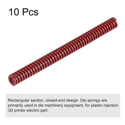 Harfington Uxcell Die Spring, 10pcs 8mm OD 100mm Long Stamping Medium Load Compression, Red