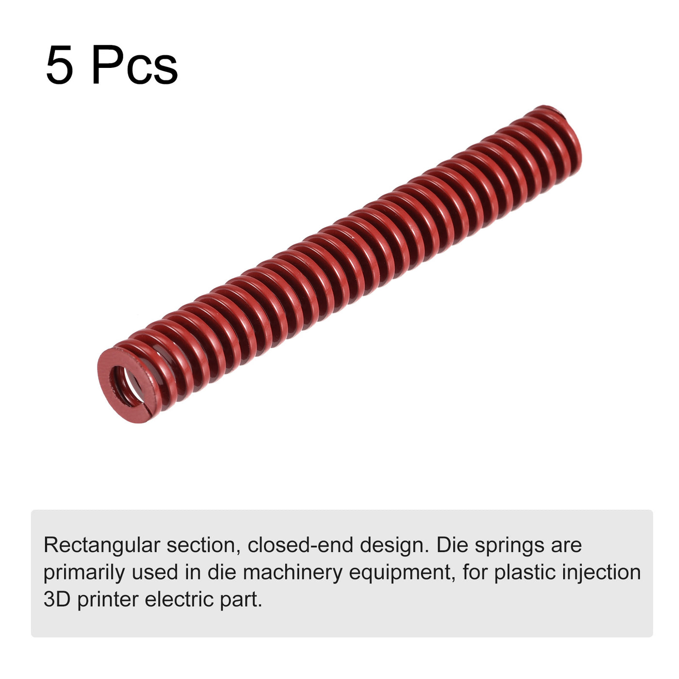 uxcell Uxcell Die Spring, 5pcs 10mm OD 70mm Long Stamping Medium Load Compression, Red