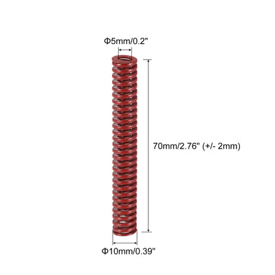 Harfington Uxcell Die Spring, 10pcs 10mm OD 70mm Long Stamping Medium Load Compression, Red