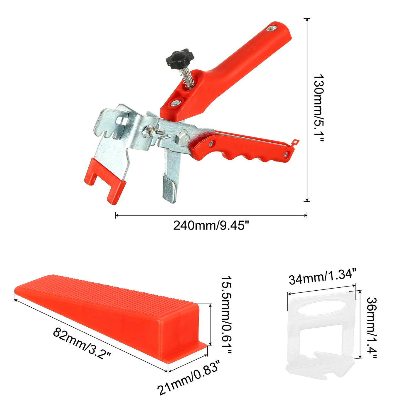 uxcell Uxcell Tile Leveling System Kit 1200Pcs 1/8" Spacers Clips and 300Pcs 1mm Reusable Wedges with 1Pcs Floor Tiles Pliers for Spacers Tile Leveler Installation