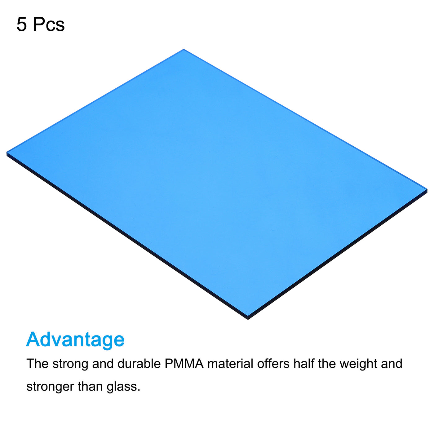 Harfington 5 Pcs PMMA Acrylic Sheets Colored Transparent 12 x 8Inch Blue Acrylic Sheets for DIY Projects, Art, Crafting, Laser Cutting & Engraving