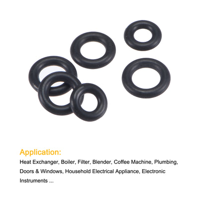Harfington Nitrile Rubber O-Rings 5mm 5.5mm 6.5mm OD 2mm 2.5mm 3.5mm ID 1.5mm Thick Seal Gasket, Black 150in1 Set