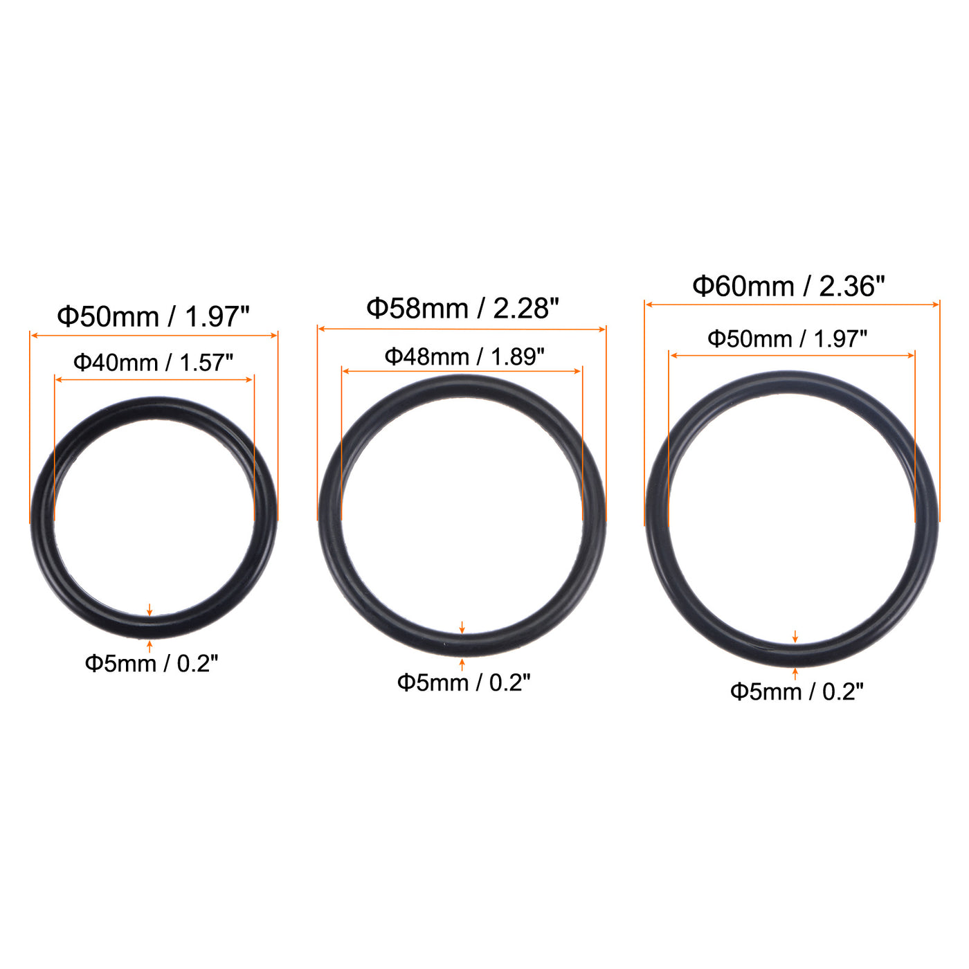 Harfington Nitrile Rubber O-Rings 50mm 58mm 60mm