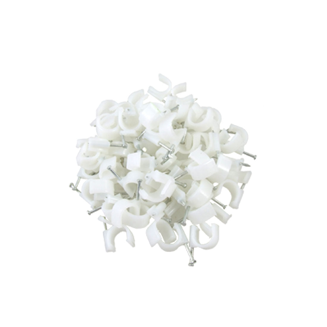 Harfington 60 Pcs 12mm Diameter Plastic Circle Nail Clip for Round Cable