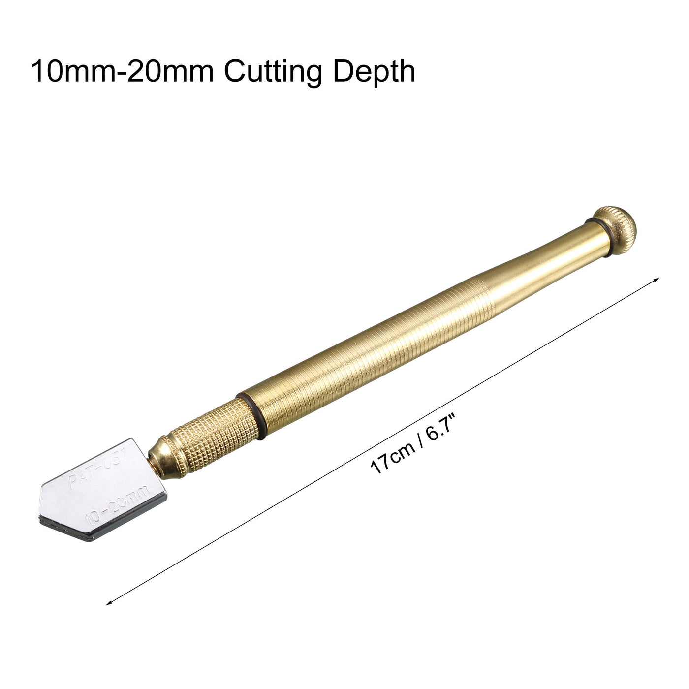 Harfington 10mm-20mm Cutting Depth Golden Antislip Handle Oil Feed Glass Cutter Tool
