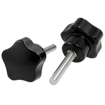 Harfington 5 Pcs 25mm Thread Length 5mm Male Threaded Screw on Star Knobs Black