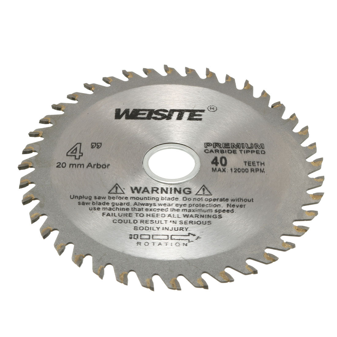 Harfington 40T 4" x 20mm Silver Tone Carbide Circular Slitting Saw Cutter