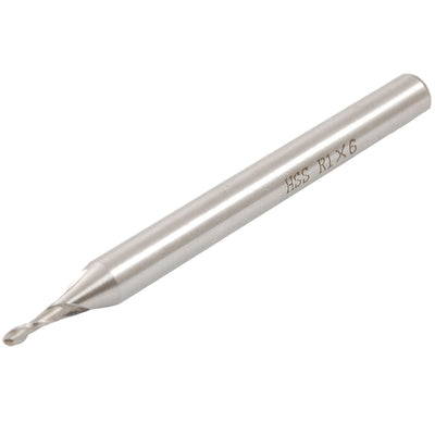 Harfington Radius 1mm 2 Flutes HSS Ball Nose End Mill for Cutting Copper