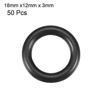 Harfington Nitrile Rubber O-Rings Metric Buna-N Sealing Gasket Black Pack of 50