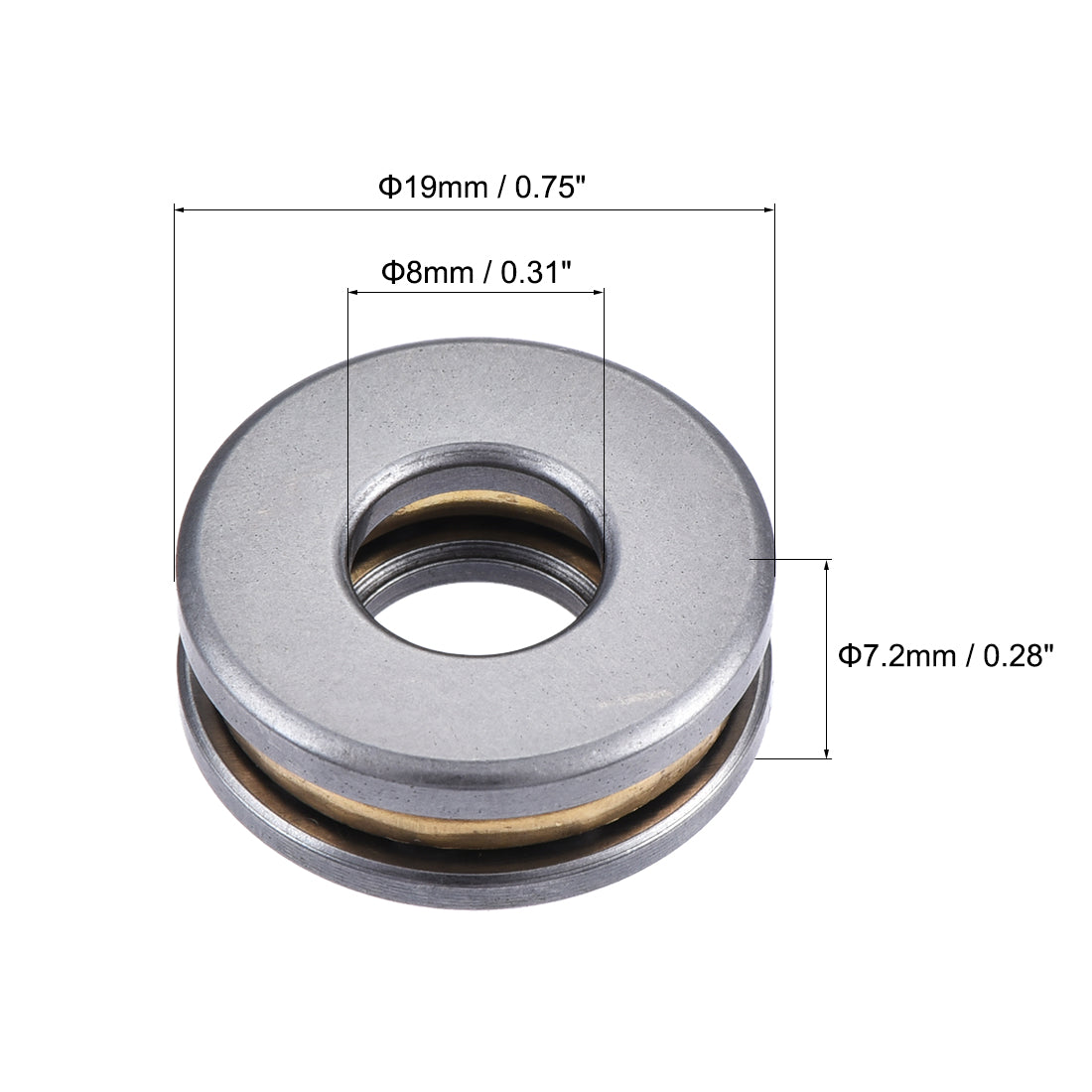 Harfington 19mm x 8mm x 7.2mm Silver Tone Metal Ball Thrust Bearing