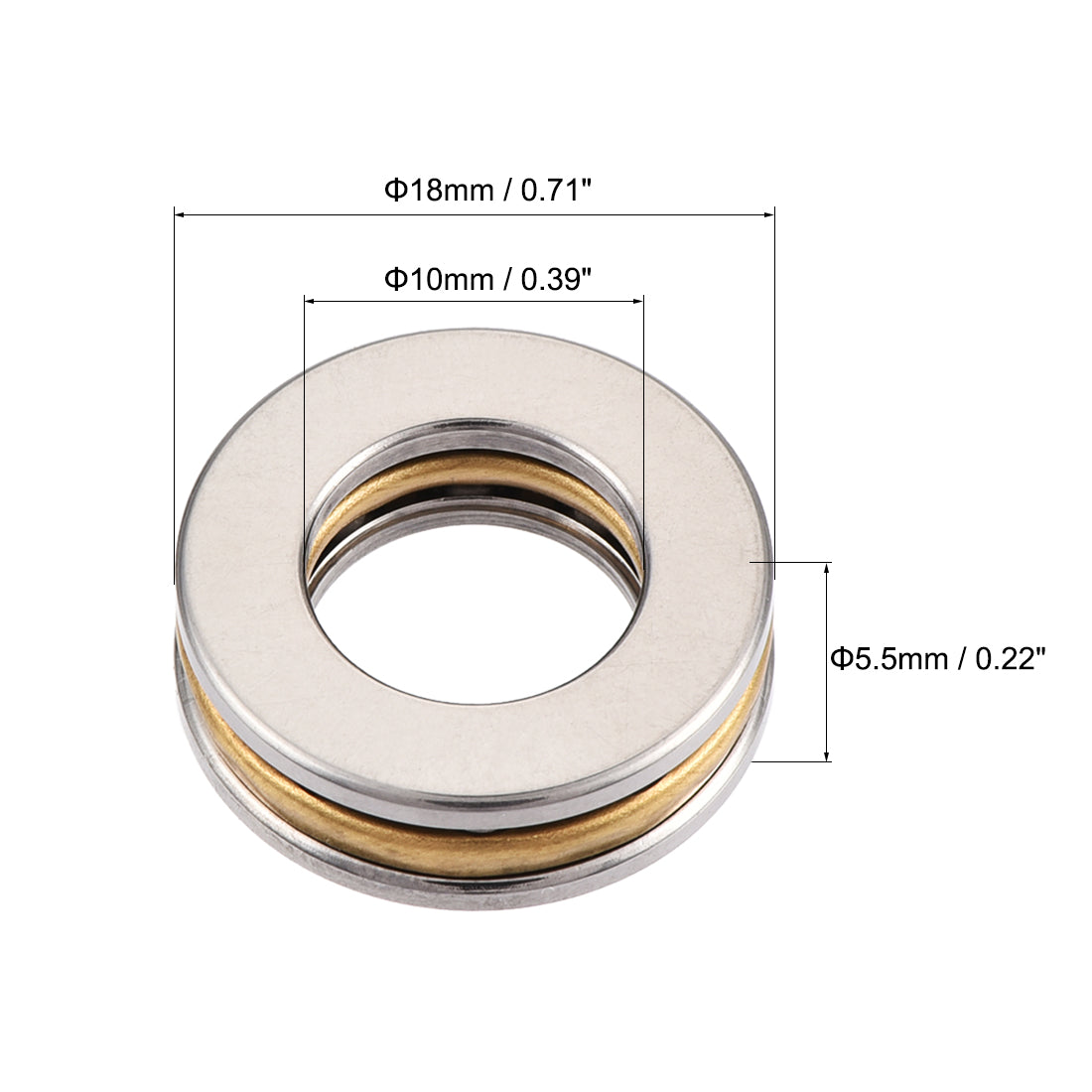 Harfington 18mm x 10mm x 5.5mm Silver Tone Metal Ball Thrust Bearing