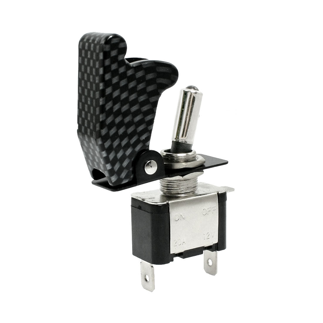 Harfington 12V Car Auto Red LED Light Carbon Fiber Toggle Switch SPST Control ON/OFF