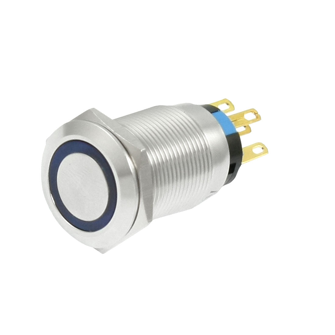 Harfington 19mm 24V Flat Shape Momentary Blue LED Stainless Push Button Switch