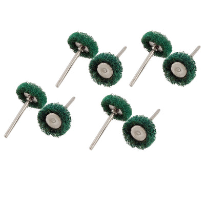 Harfington 8 Pcs Green Nylon 3mm Straight Metal Shank Polishing Brush Wheel