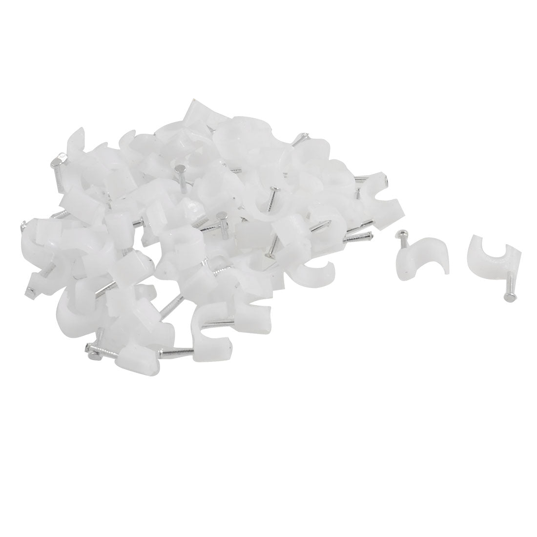 Harfington Wall Mount 7mm Dia Electric Cable Circle Nail Clips Fastener 98 Pcs