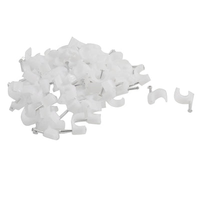 Harfington Wall Mount 7mm Dia Electric Cable Circle Nail Clips Fastener 98 Pcs