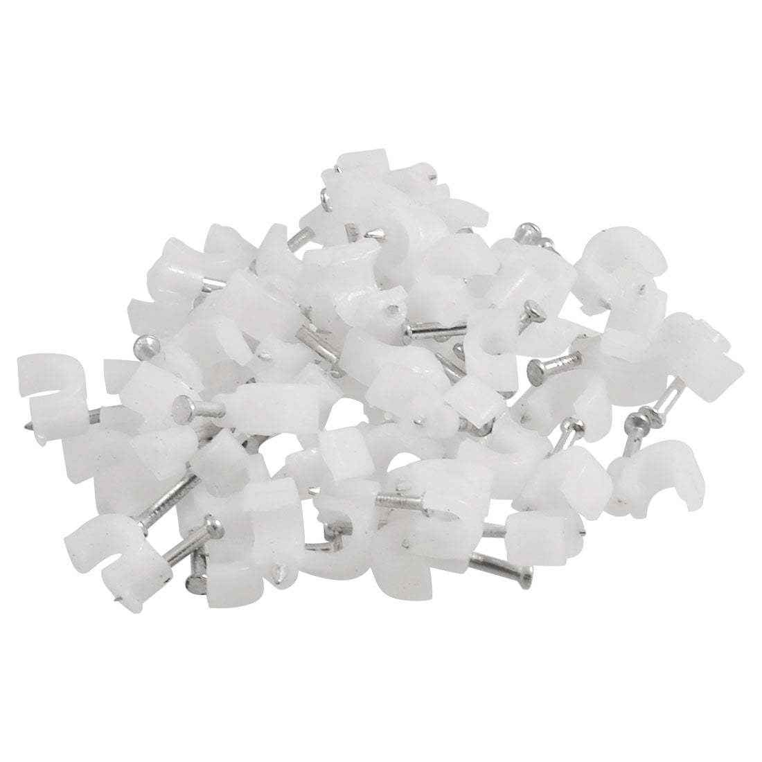 Harfington 60 Pcs Wall Mount 5mm Dia Electric Cable Circle Nail Clips Fasteners