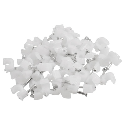 Harfington 60 Pcs Wall Mount 5mm Dia Electric Cable Circle Nail Clips Fasteners