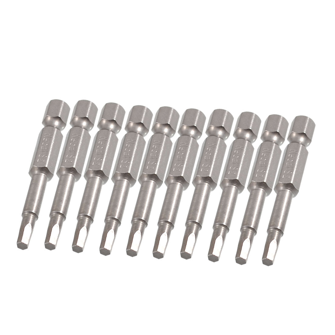 Harfington 10 Pcs 1/4" x 50mm x 3mm Magnetic Hex Hexagon Screwdriver Bits Gray