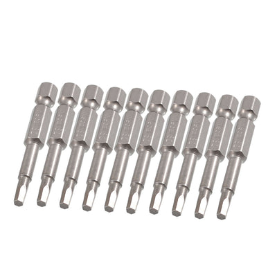 Harfington 10 Pcs 1/4" x 50mm x 3mm Magnetic Hex Hexagon Screwdriver Bits Gray
